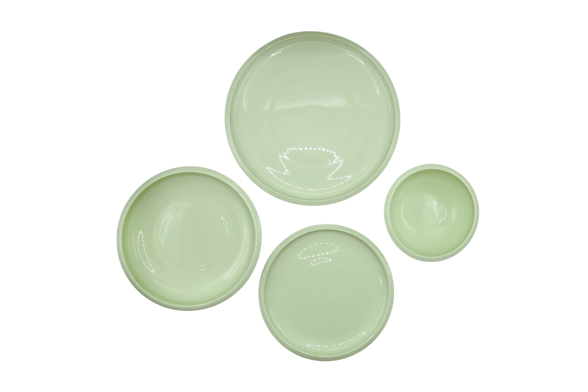 White Porcelain | Custom Colored Glaze | Single Serving | 4-Piece Tableware Set